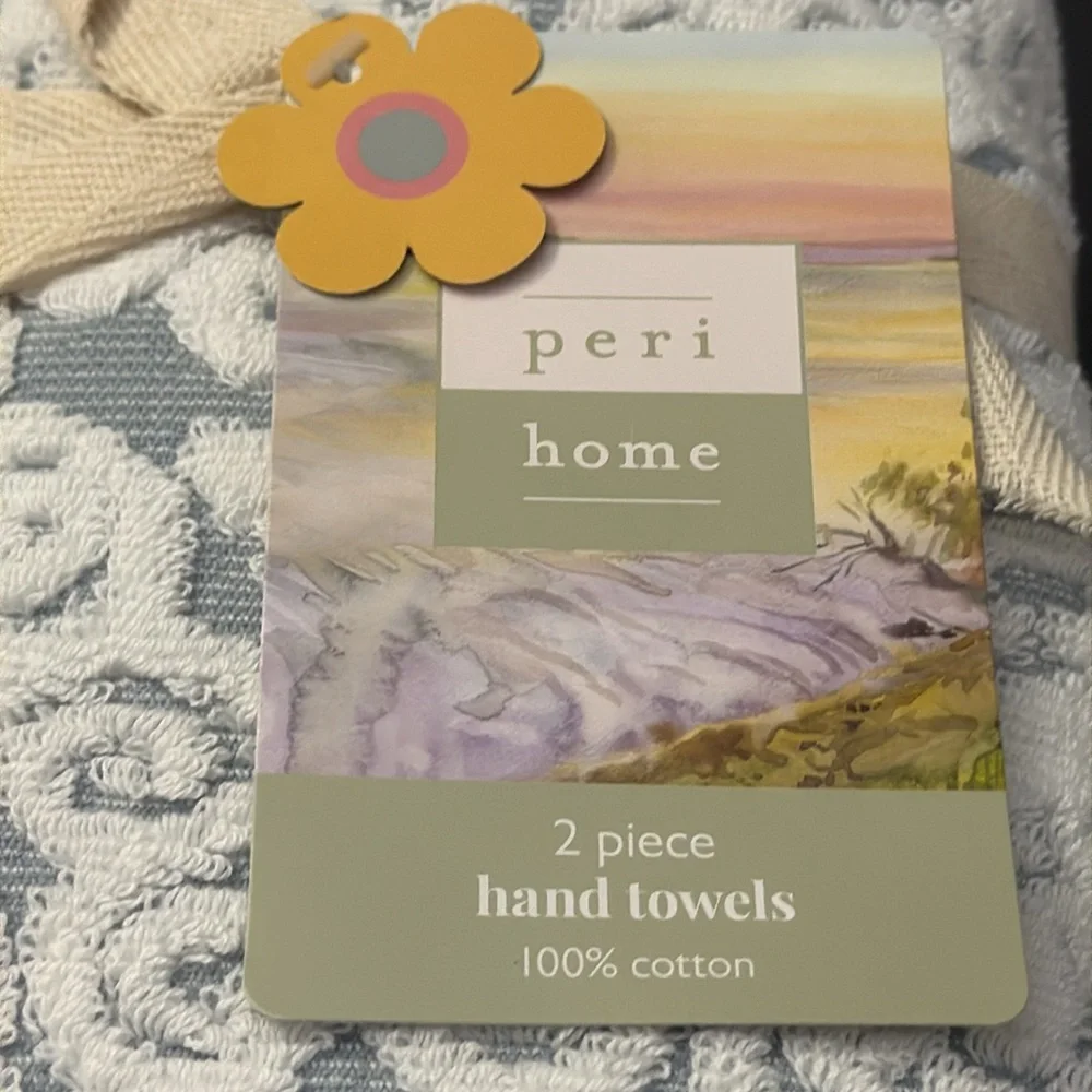 2pc PERI HOME 100% Cotton Hand Towel Set - Bryce Jacquard - Blue Haze